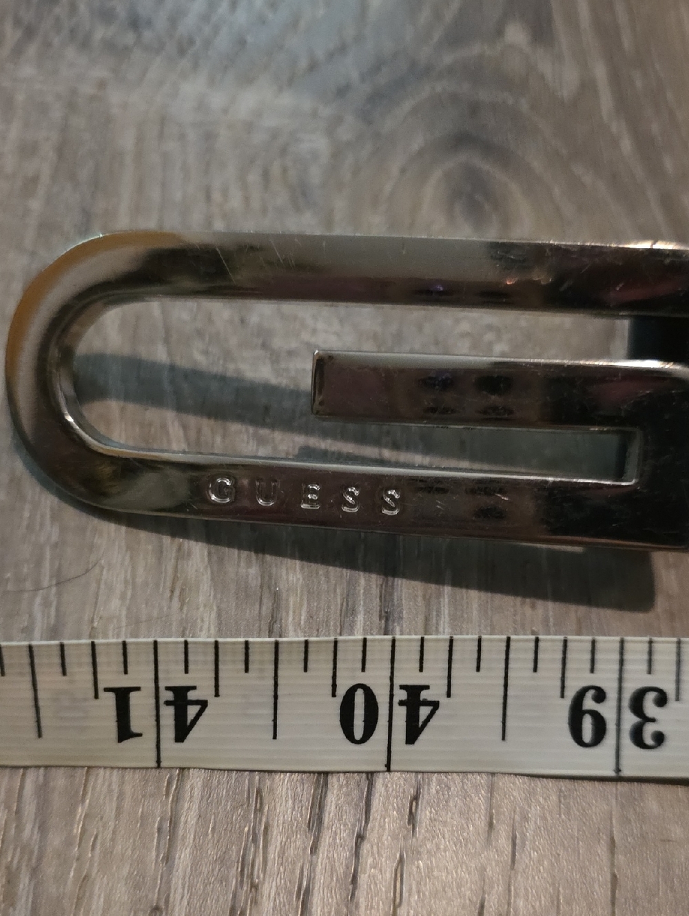 GUESS Polished Silver Metal /leather BELT